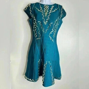 Alyona Beaded Founce Bandage Dress Size Medium